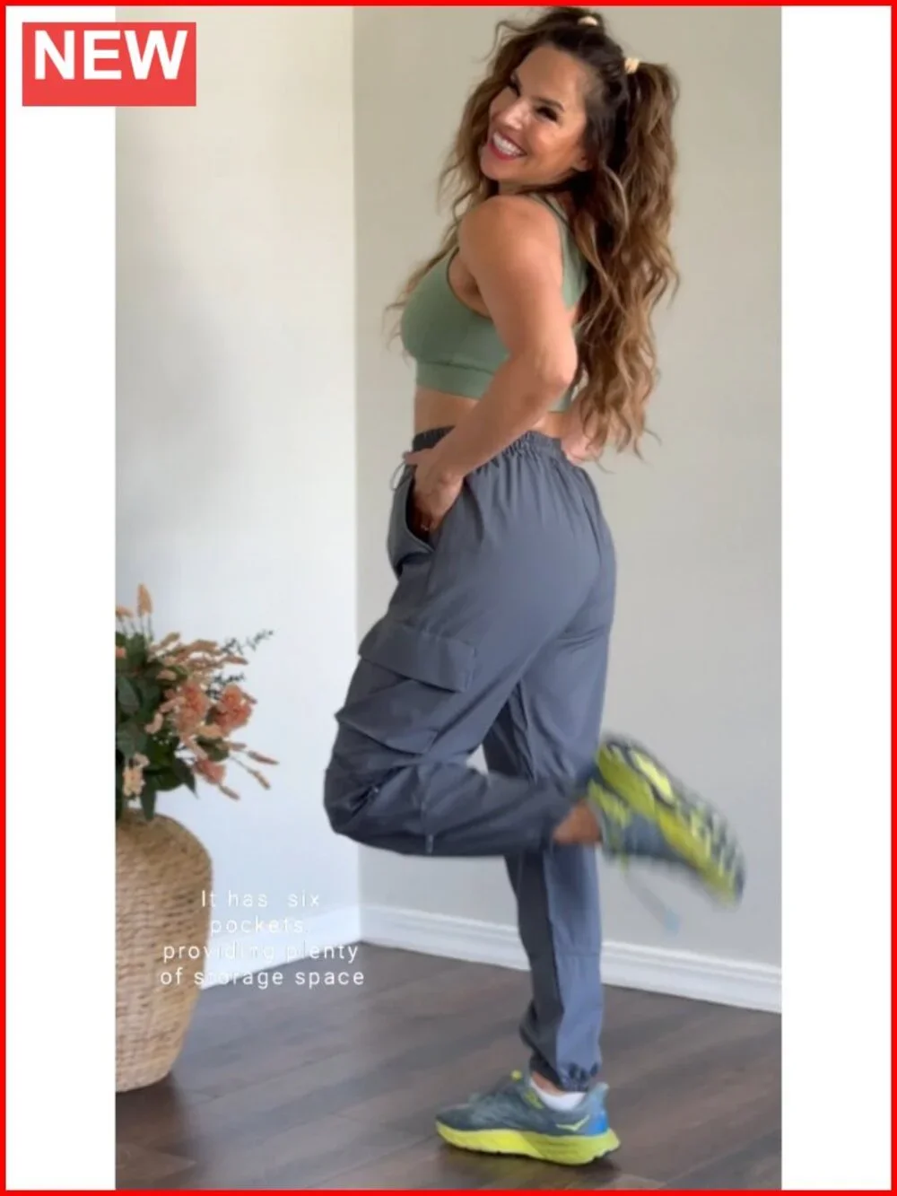 Womens Parachute Cargo Pockets Quick Dry Hiking Baggy Joggers